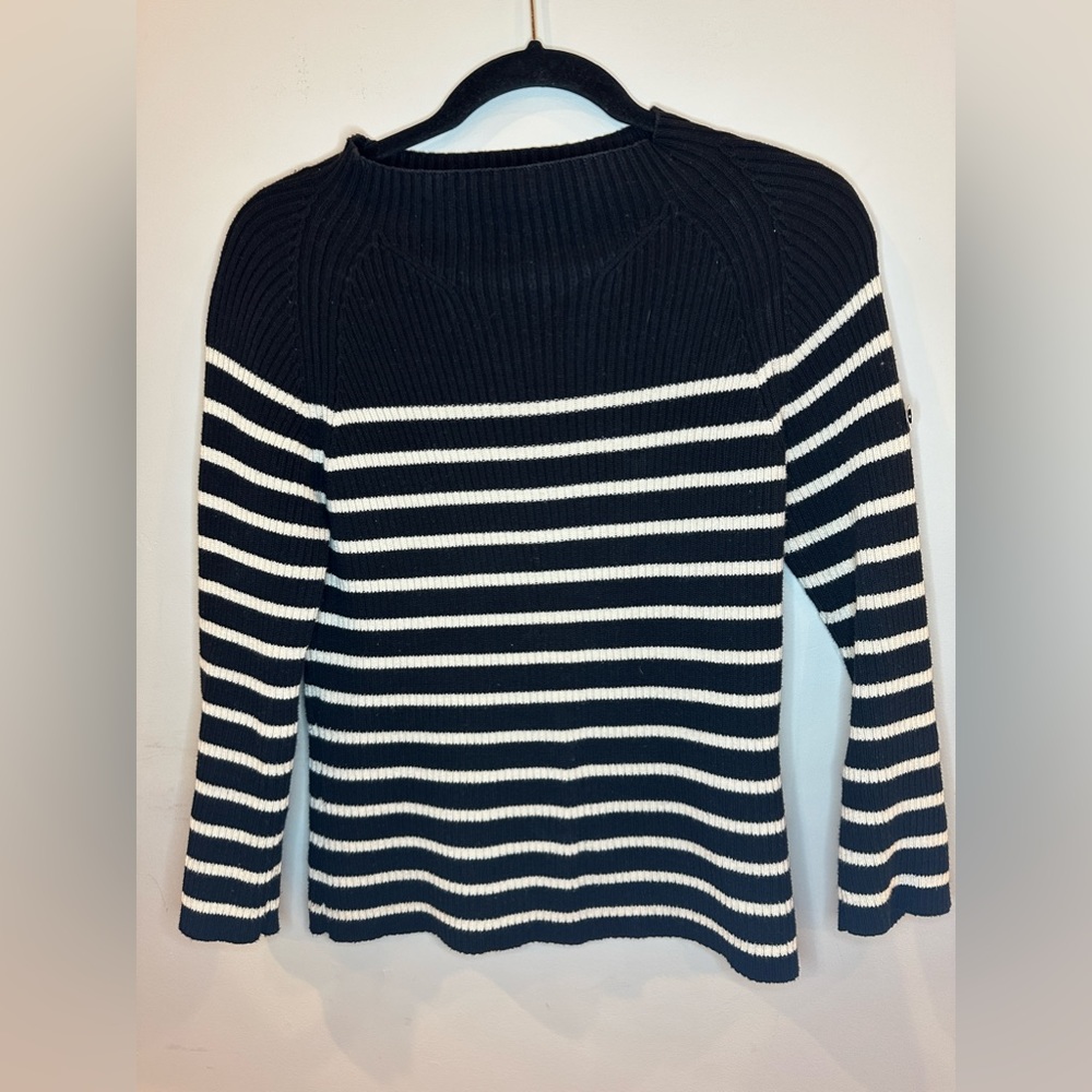 DKNY Jeans Black White Striped Top Size S